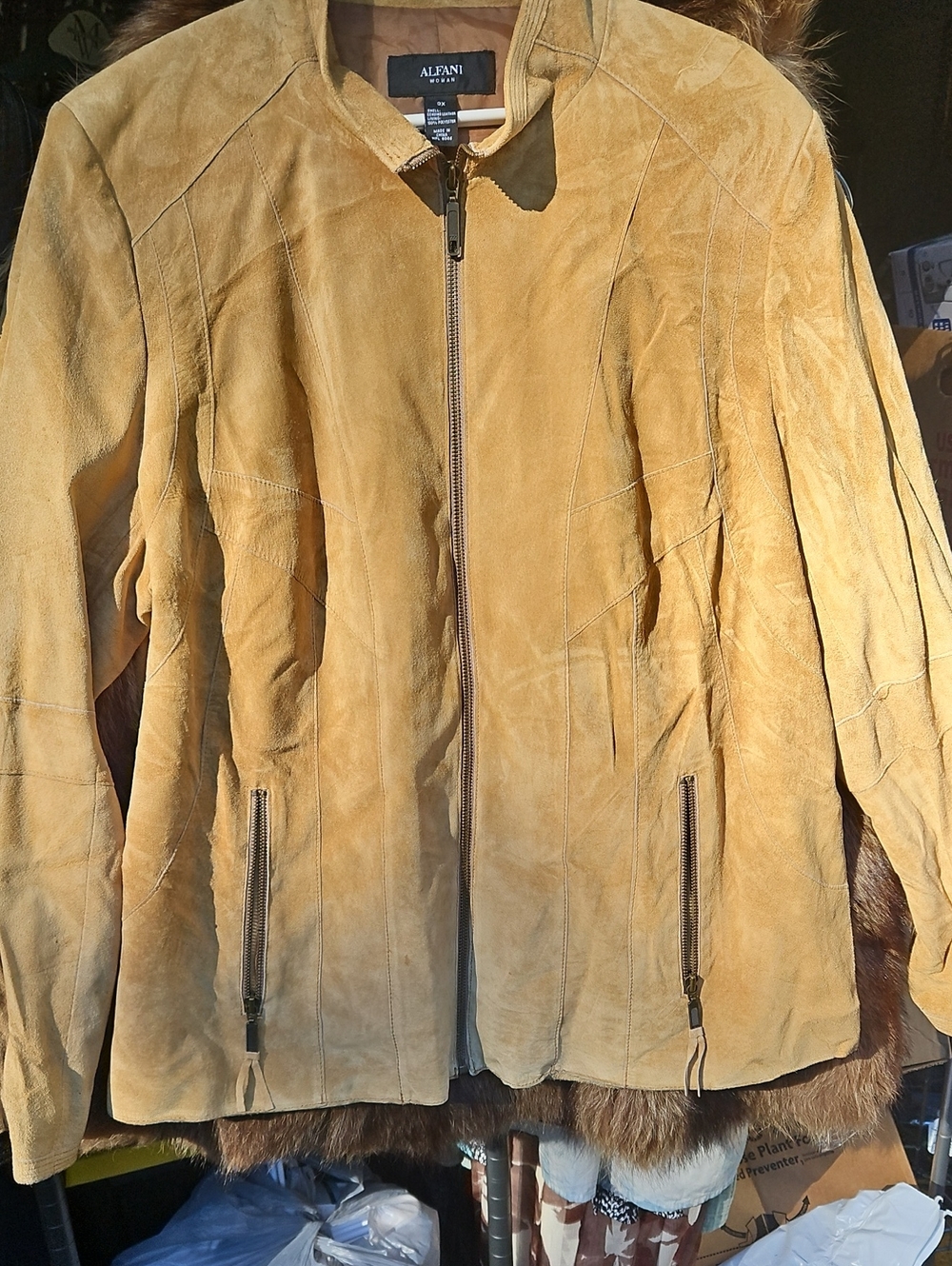 Alfani Women's Leather Suede Jacket Size 3X Brown